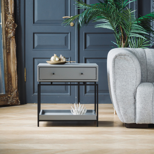 Тумба прикроватная KARIN, черный, МДФ Mouse Gray фото 2