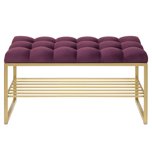 Банкетка RUBY MINI, золотая, обивка велюр, каретная стяжка, 85*40*45 фото 7
