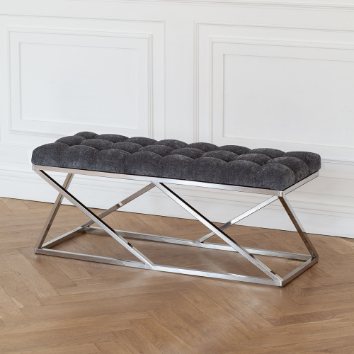 Банкетка ZUMA, н/ж сталь, Steel Grey, каретная стяжка, 110*40*45 фото 2