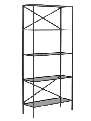 Стеллаж KARIN-800, черный, тонированное стекло, 80*30*175 фото 4