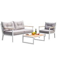 Набор садовой мебели SANTORINI / 3 предмета: диван, кресло, столик / белый/серый (S3)