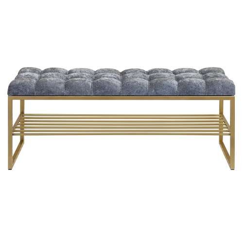 Банкетка RUBY, золотая, Steel Grey, каретная стяжка, 110*40*45 фото 7