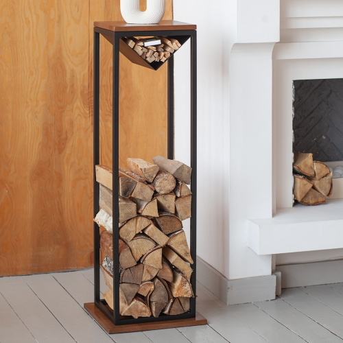 Дровница TORI с полкой, черная фото 8