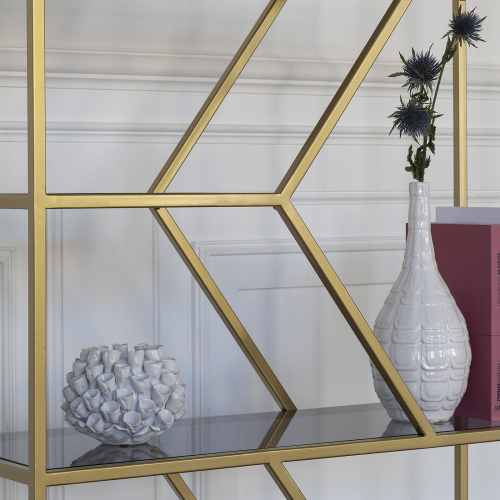 Стеллаж MALTA MINI, золотой, тонированное стекло, 80*30*175 фото 3