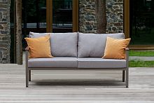 Диван уличный SANTORINI, алюминий PECAN, рогожка BAHAMA ASH, дерево