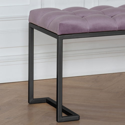 Банкетка OMEGA, черная, Dusty Pink, каретная стяжка, 110*40*45 фото 3