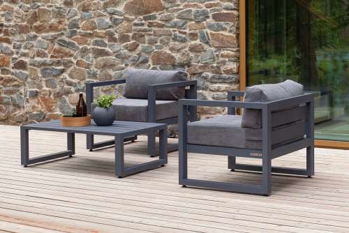 Набор садовой мебели CAPRI: 2 кресла, столик, серый цвет фото 2