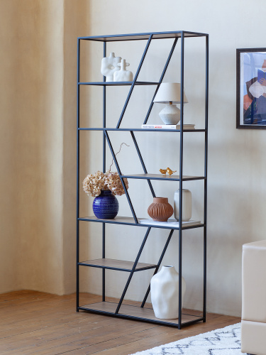 Стеллаж ARNETTA, черный, Робиния, 90*30*192 фото 3