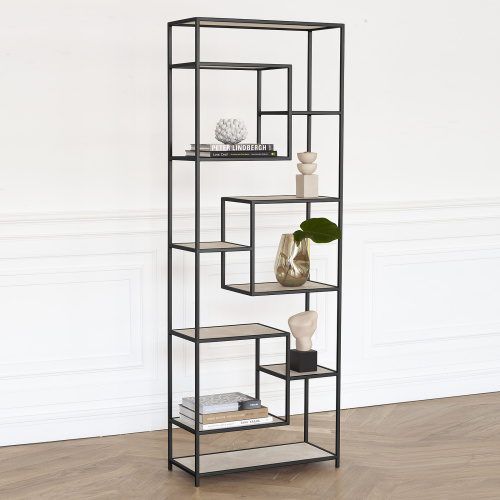 Стеллаж OLIVIA, черный, полки керамика слоновая кость, 70*30*195,3 фото 4