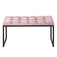 Банкетка ALBA MINI, черный, Dusty Pink, каретная стяжка, 85*40*45