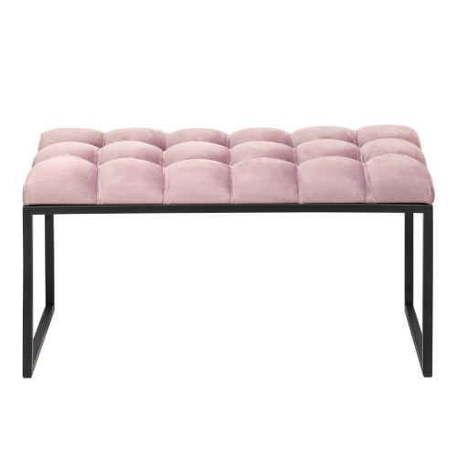 Банкетка ALBA MINI, черный, Dusty Pink, каретная стяжка, 85*40*45