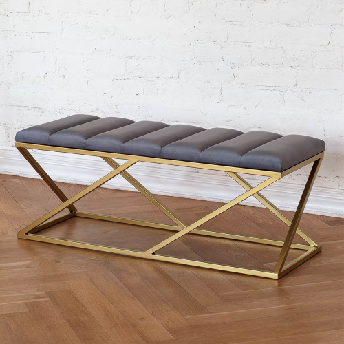 Банкетка ZUMA, золотая, Light Blue, Bulon, 110*40*43,5 фото 2