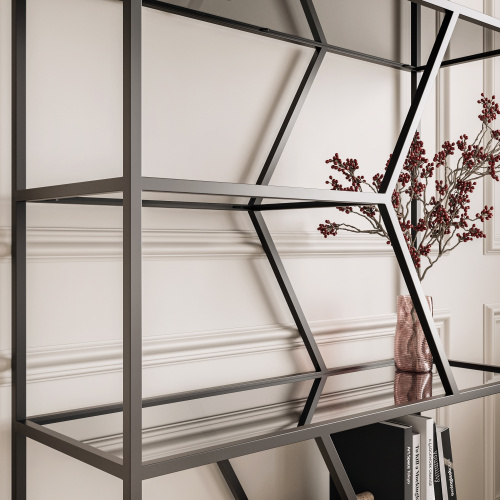 Стеллаж MALTA, черный, тонированное стекло, 90*30*192 фото 4