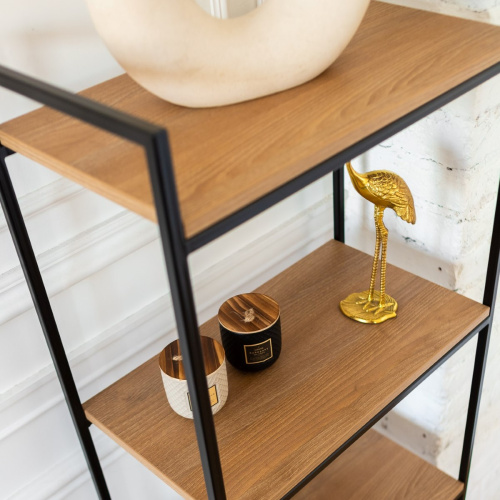 Стеллаж ALTO, черный, ЛДСП Робиния, 55*30*145 фото 5