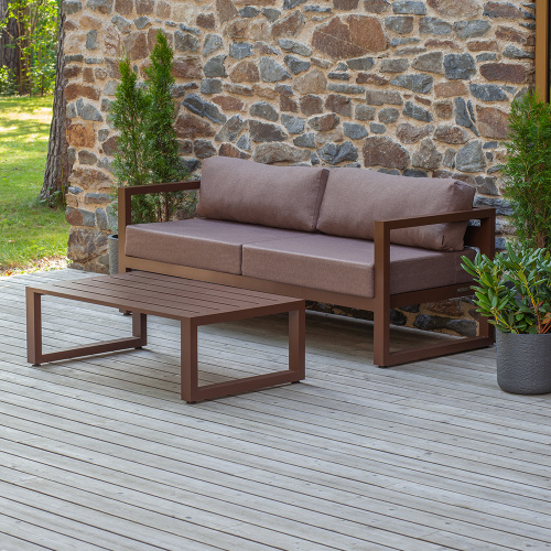 Набор садовой мебели CAPRI / 2 предмета: диван, столик / коричневый (S2A) фото 3