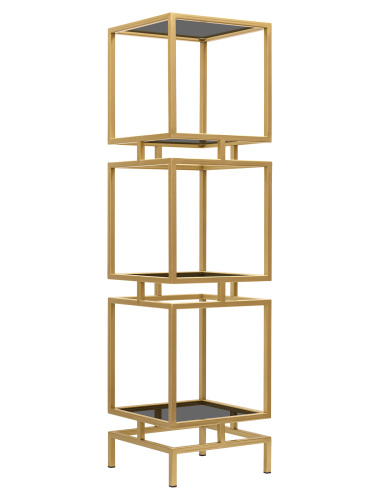 Стеллаж CUBIC-3, золотой, тонированное стекло, 40*40*150,5 фото 4