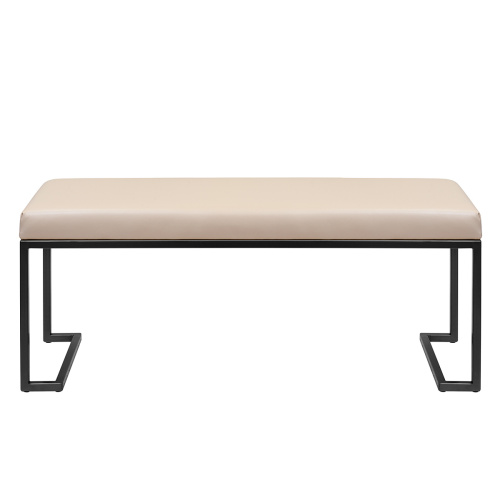 Банкетка OMEGA, черная, экокожа Light Beige, 110*40*45 фото 8