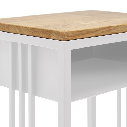 Дровница SOHO с полкой, белая, столешница дерево, 40*30*120 фото 11