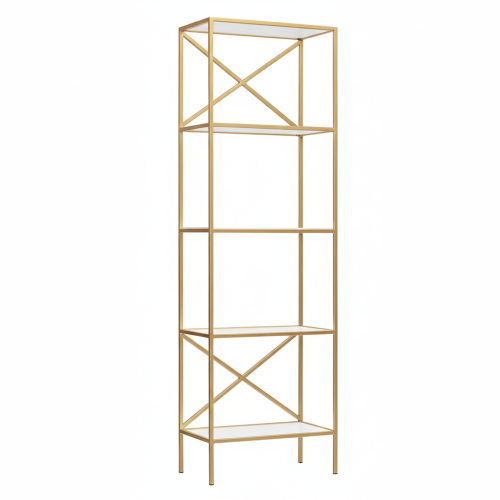 Стеллаж KARIN, золотой, ЛДСП Белый
