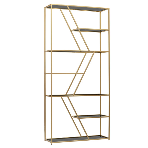 Стеллаж ARNETTA, золотой, тонированное стекло