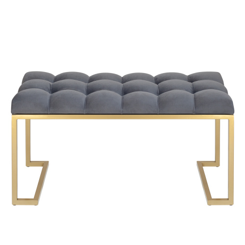 Банкетка OMEGA MINI, золотая, Mouse Grey, каретная стяжка, 85*40*45 фото 8