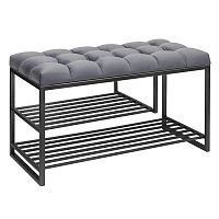 Обувница GARDA PLUS, черная, Mouse Grey, каретная стяжка, 85*40*52