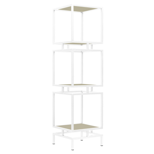 Стеллаж CUBIC-3, белый, ЛДСП Серый камень, 40*40*150,5