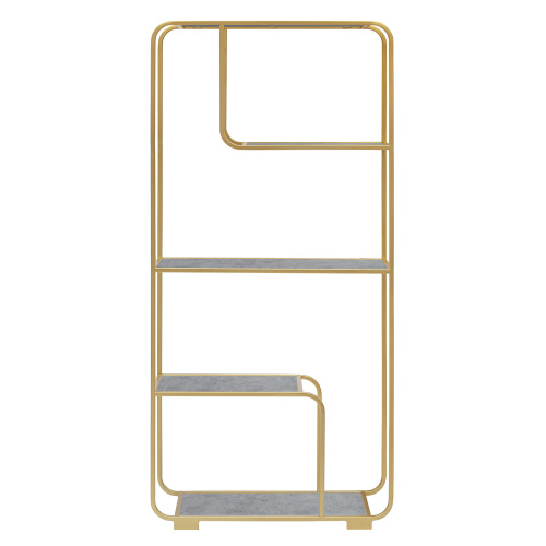Стеллаж SIENA, золотой, ЛДСП Бетон светлый, 80*30*173 фото 2