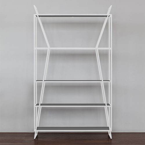 Стеллаж OSLO, белый, тонированное стекло, 100*33*171 фото 6