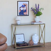 Консоль GARDA, столешница стекло, полка ЛДСП