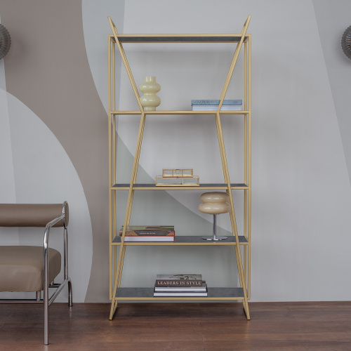 Стеллаж OSLO MINI, золотой, керамика Antracite, 80*33*171