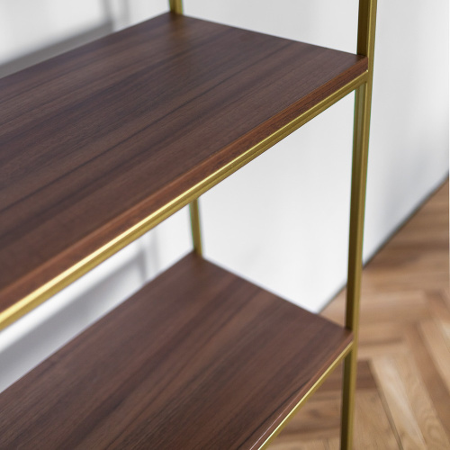 Стеллаж ALTO, золотой, ЛДСП Орех, 45*30*145 фото 4