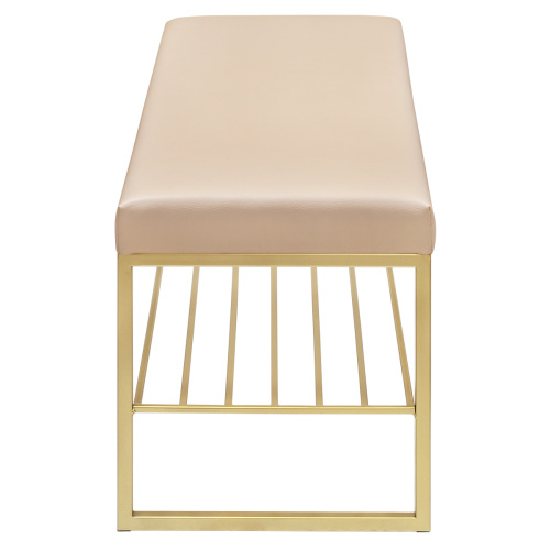 Банкетка RUBY, золотая, экокожа Light Beige, 110*40*45 фото 3