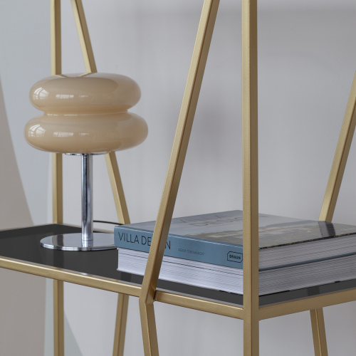 Стеллаж OSLO MINI, золотой, тонированное стекло, 80*33*171 фото 4