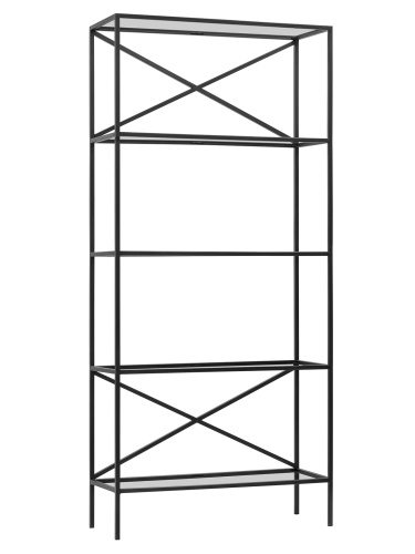 Стеллаж KARIN-800, черный, прозрачное стекло, 80*30*175 фото 4