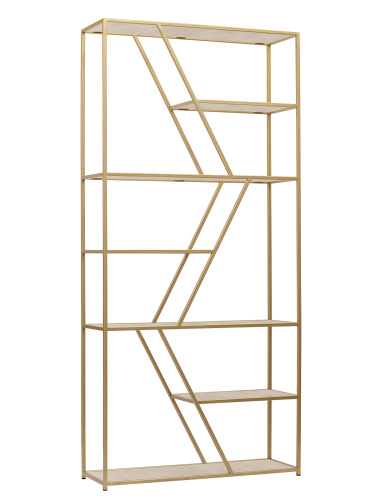 Стеллаж ARNETTA, золотой, полки керамика слоновая кость, 90*30*192 фото 6