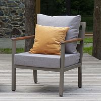 Кресло уличное SANTORINI, алюминий PECAN, рогожка BAHAMA ASH, дерево