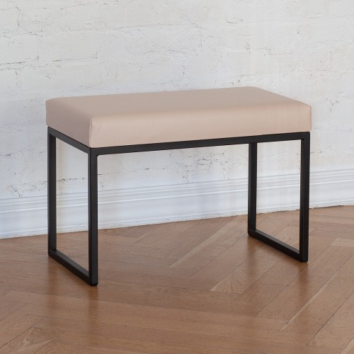 Банкетка ALBA SMART, черная, экокожа Light Beige, 65*35*45 фото 2