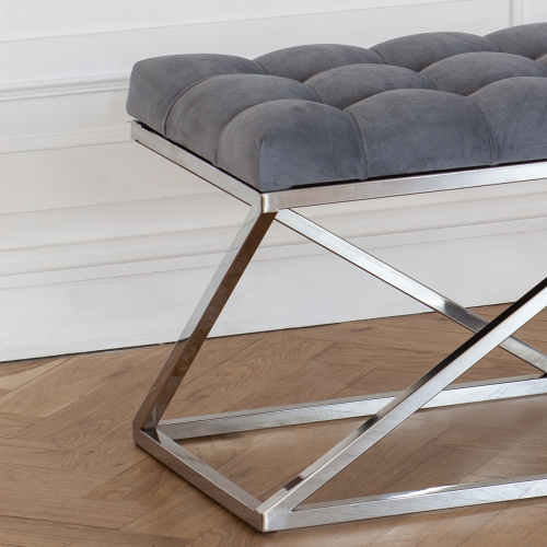 Банкетка ZUMA, н/ж сталь, Light Blue, каретная стяжка, 110*40*45 фото 3