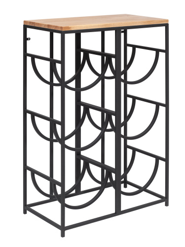 Подставка для 6 бутылок со столиком из дуба, черная