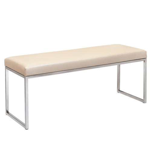 Банкетка ALBA, н/ж сталь, экокожа Light Beige, 110*40*45 фото 5