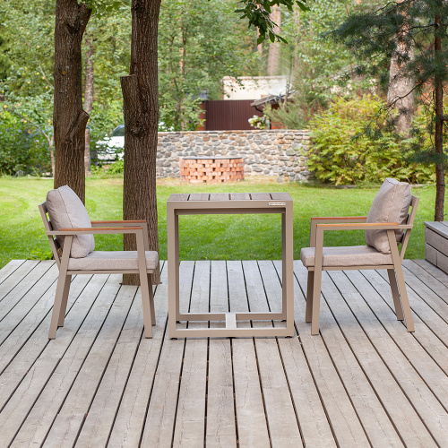 Набор садовый обеденный SANTORINI / 3 предмета: стол 70*70 и 2 стула / бежево-серый/серый (S2) фото 5