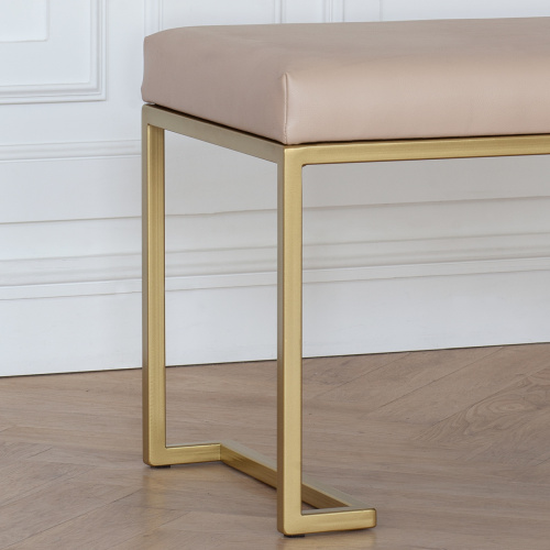 Банкетка OMEGA MINI, золотая, экокожа Light Beige, 85*40*45 фото 3