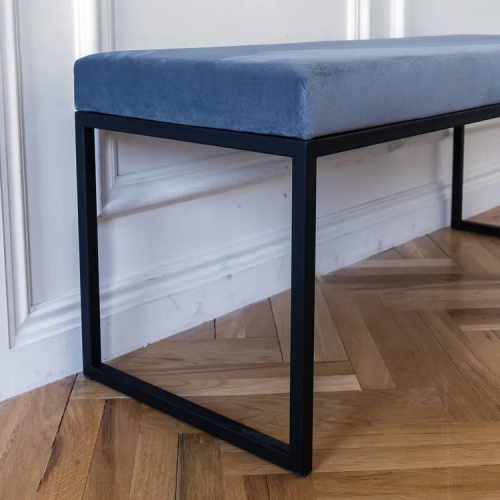 Банкетка ALBA, черная, Light Blue, 110*40*45 фото 3