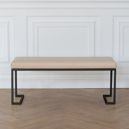 Банкетка OMEGA, черная, экокожа Light Beige фото 4