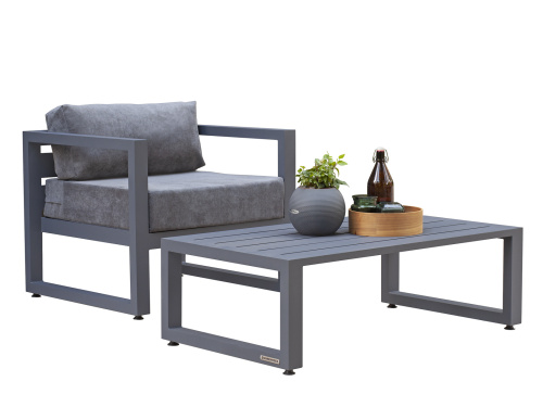 Набор садовой мебели CAPRI / 2 предмета: кресло, столик / серый (S1A) фото 7