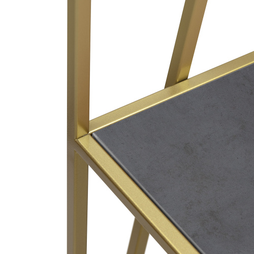 Стеллаж OSLO, золотой, ЛДСП Бетон темный, 100*33*171 фото 12
