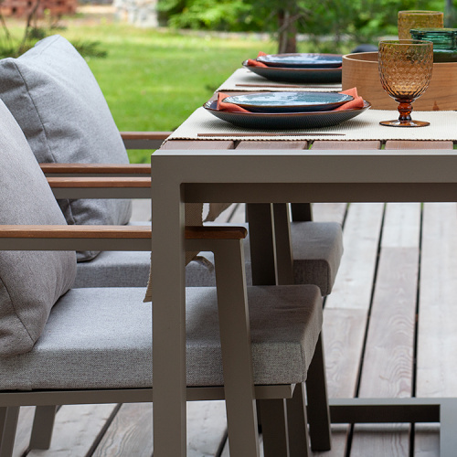 Стол уличный обеденный SANTORINI, алюминий PECAN, дерево, 150*87*77 фото 4