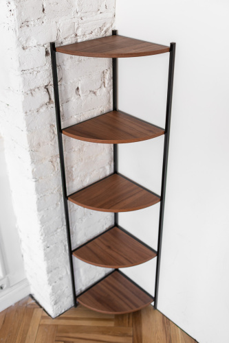 Стеллаж ALLEN, черный, ЛДСП Орех, 33*33*145 фото 9