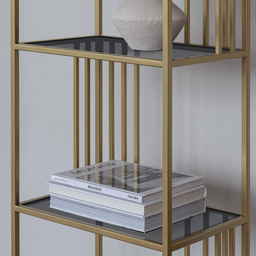 Стеллаж SOHO MINI, золотой, тонированное стекло, 45*30*195 фото 4